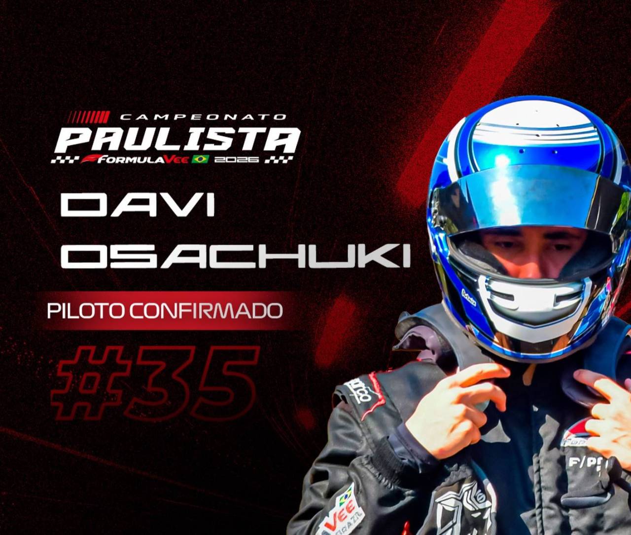 Davi Osachuki no pódio em Interlagos, na 2ª etapa do Campeonato Paulista da FVee Brasil