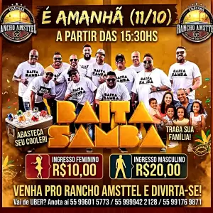 Tá confirmado e chegando a hora para a melhor roda de Samba da região no Rancho Amsttel