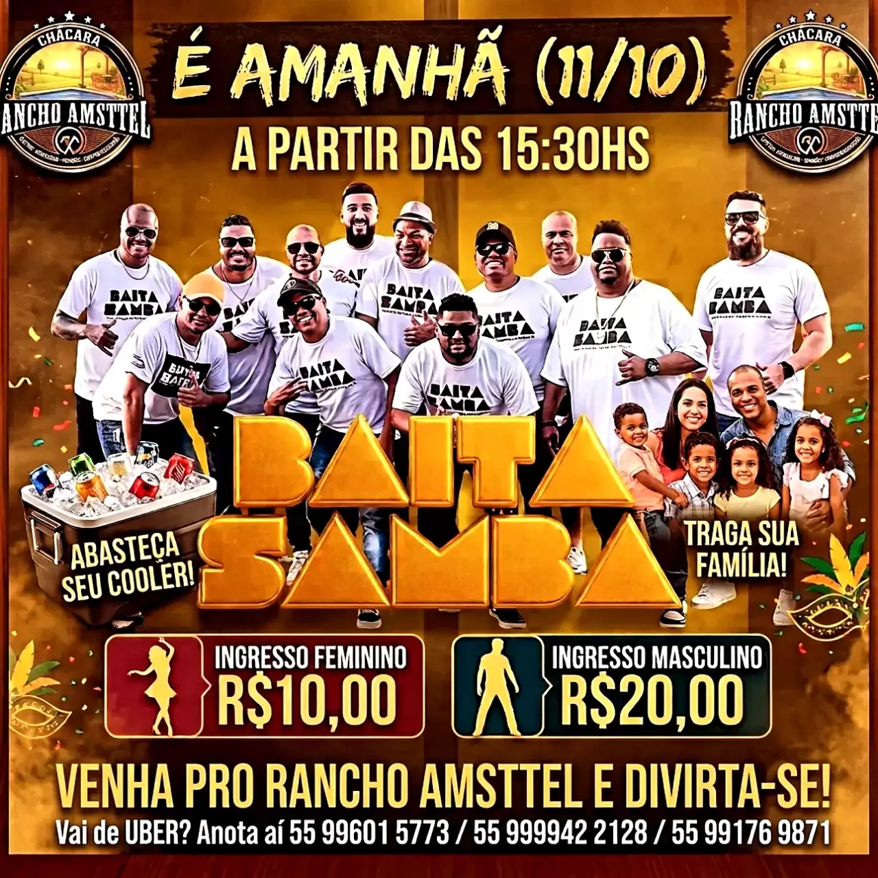 Tá confirmado e chegando a hora para a melhor roda de Samba da região no Rancho Amsttel